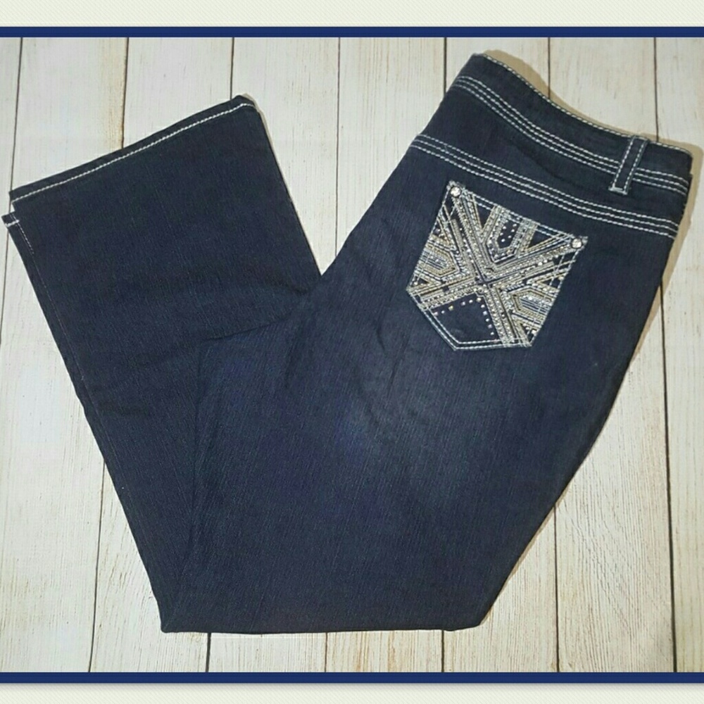 NWOT Rhinestone Glitter Pockets Plus Jeans 24W